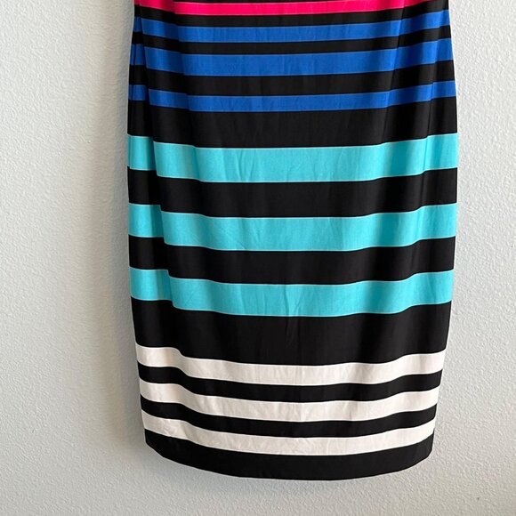 Cache Sleeveless Lined Jersey Knit Pencil Sheath‎ Dress Colorblock Stripe Sleeve - Picture 3 of 10